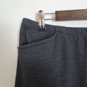 J Peterman Jersey Knit Pencil Skirt Gray Stretchy Midi Size M Cotton Blend